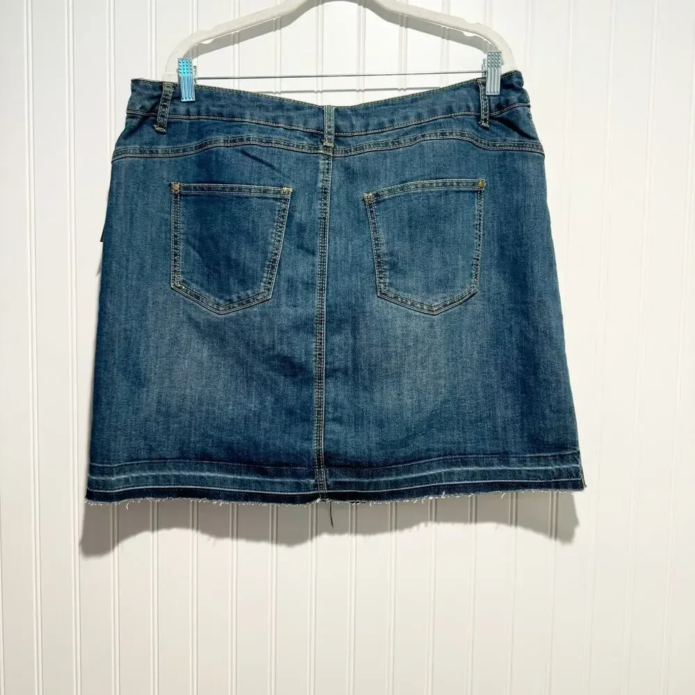 Christopher Banks Denim Skort Skirt Released Hem NEW Size 16